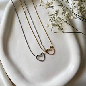 گردنبند زنانه طرح قلب استیل کد 127