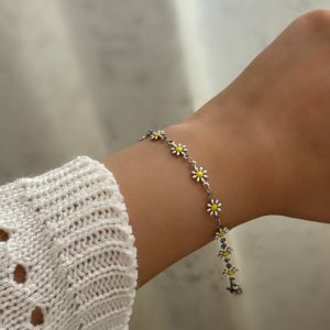دستبند زنانه گل بابونه کد 124