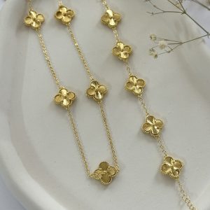 ست زنانه گردنبند و دستبند ونکلیف طرح طلا